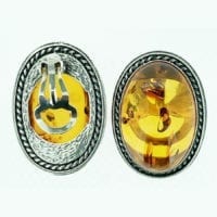 Cognac Amber Clip-On Earrings