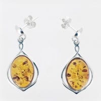Push Back Dangling Cognac Amber Earrings