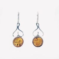 Lever Back Dangling Cognac Amber Earrings