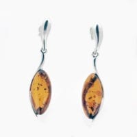 Push Back Dangling Cognac Amber Earrings