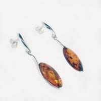Push Back Dangling Cognac Amber Earrings