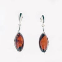 Push Back Dangling Cherry Amber Earrings
