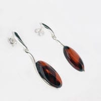 Push Back Dangling Cherry Amber Earrings