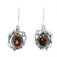 French Hook Dangling Cognac Amber Earrings