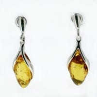 Push Back Dangling Cognac Amber Earrings
