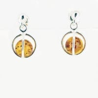 Cognac Amber Cage Design Dangling Earrings