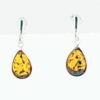 Cognac Amber Tear-Drop Shape Dangling Earrings