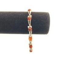 Round Shape Cognac Amber Sterling Silver Link Bracelet