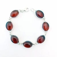 Oval Shape Baltic Amber Set In Sterling Silver Link Bracelet
