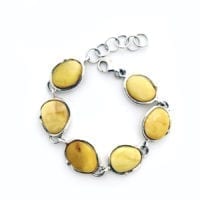6 Hand-crafted Butterscotch Amber Handmade Sterling Silver Link Bracelet