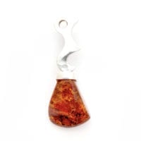 Hand-Crafted Cognac Amber Set In Sterling Silver Pendant