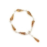 Elegant Design Baltic Amber Set In Sterling Silver Link Bracelet